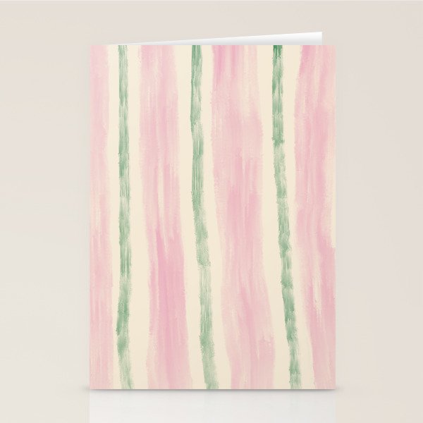 Green and Pink Stripes Stationery Card Gallery Image 1