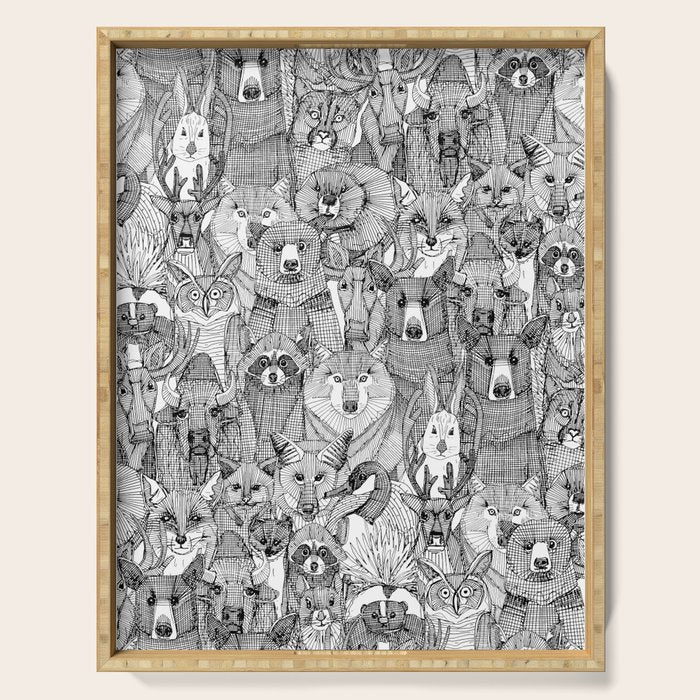 canadian animals black white Serving Tray Gallery Image 1