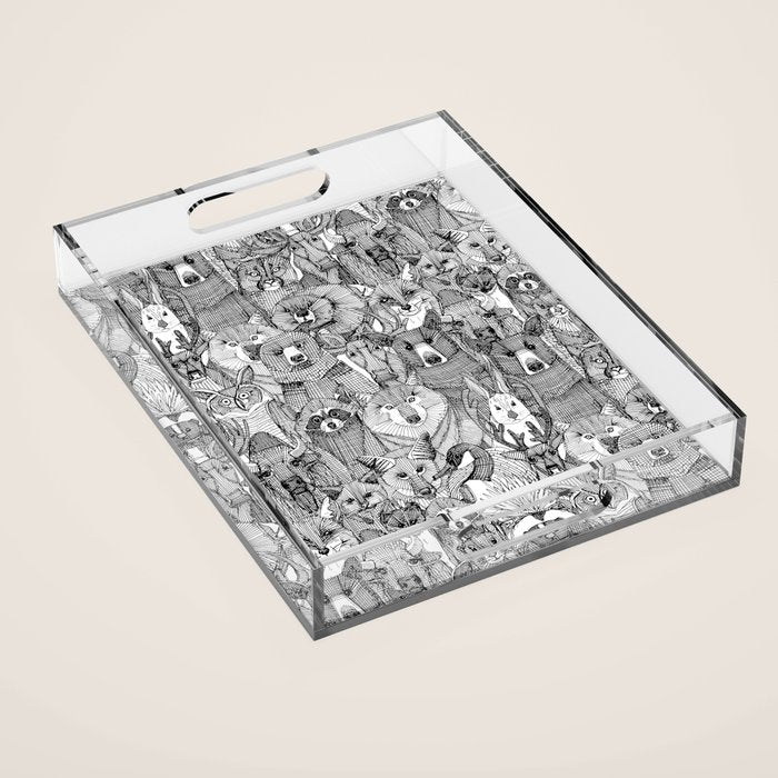 canadian animals black white Acrylic Tray Gallery Image 1