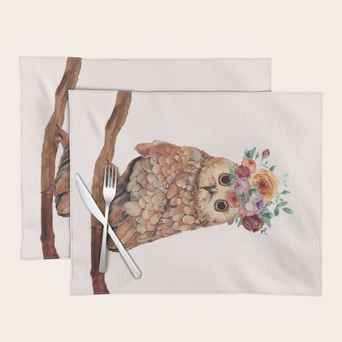 Owl with Flowers Placemat Gallery Image 1