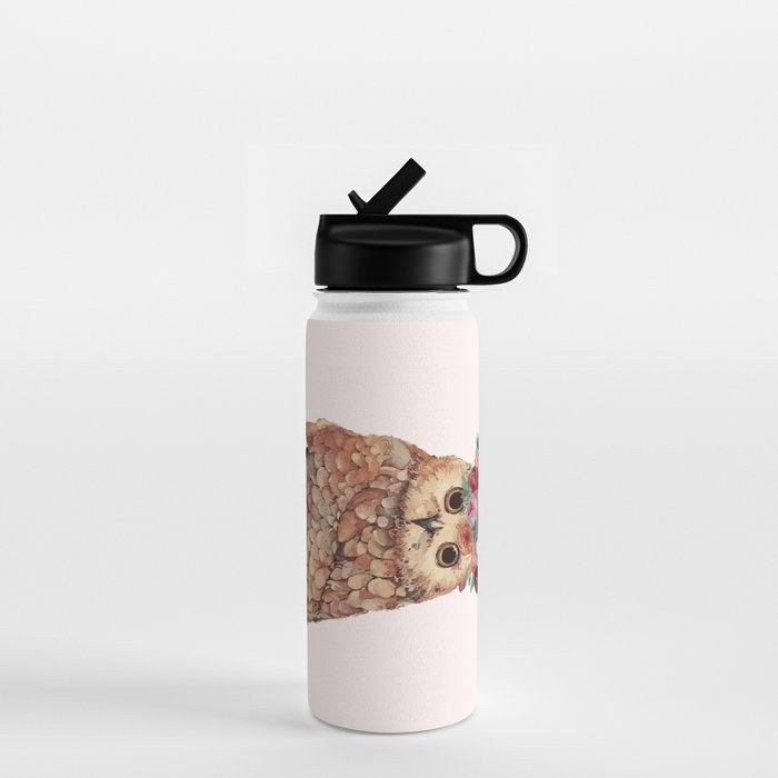 Owl with Flowers Water Bottle Gallery Image 1