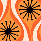 Mid Century Modern Atomic Drops Retro Pattern Orange Cream Black  Coffee Mug Gallery Image 2