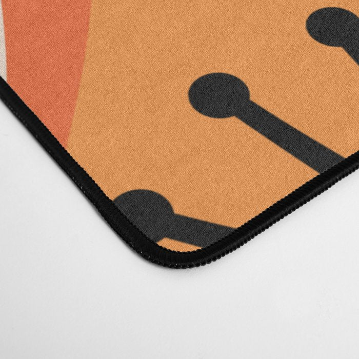 Mid Century Modern Atomic Drops Retro Pattern Orange Cream Black  Desk Mat Gallery Image 4