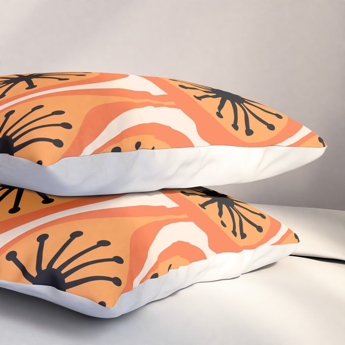 Mid Century Modern Atomic Drops Retro Pattern Orange Cream Black  Pillow Sham Gallery Image 3