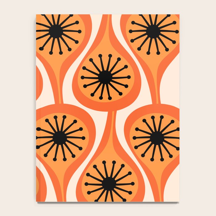 Mid Century Modern Atomic Drops Retro Pattern Orange Cream Black  Notebook Gallery Image 4