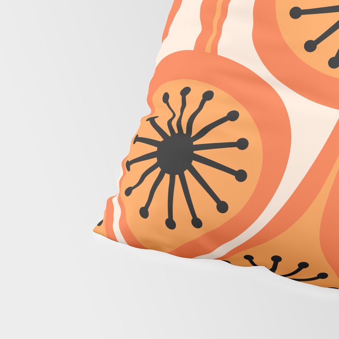 Mid Century Modern Atomic Drops Retro Pattern Orange Cream Black  Pillow Sham Gallery Image 4