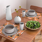 Mid Century Modern Atomic Drops Retro Pattern Orange Cream Black  Placemat Gallery Image 2