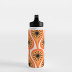 Mid Century Modern Atomic Drops Retro Pattern Orange Cream Black  Water Bottle Gallery Image 3