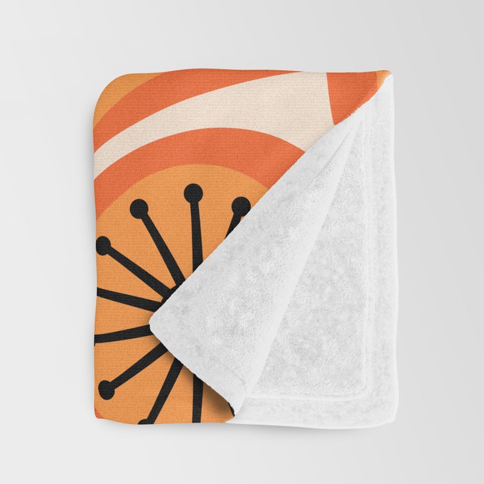 Mid Century Modern Atomic Drops Retro Pattern Orange Cream Black  Throw Blanket Gallery Image 3