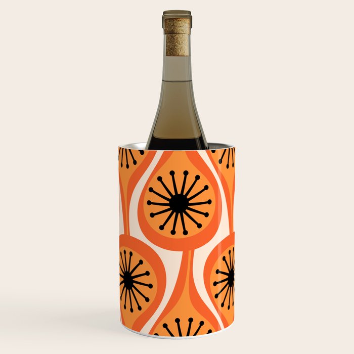 Mid Century Modern Atomic Drops Retro Pattern Orange Cream Black  Wine Chiller Gallery Image 3