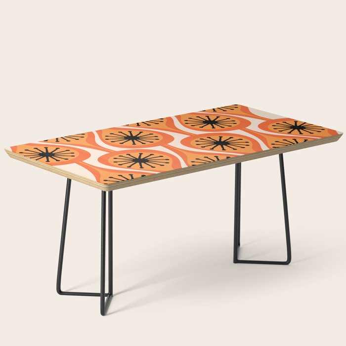Mid Century Modern Atomic Drops Retro Pattern Orange Cream Black  Coffee Table Gallery Image 1