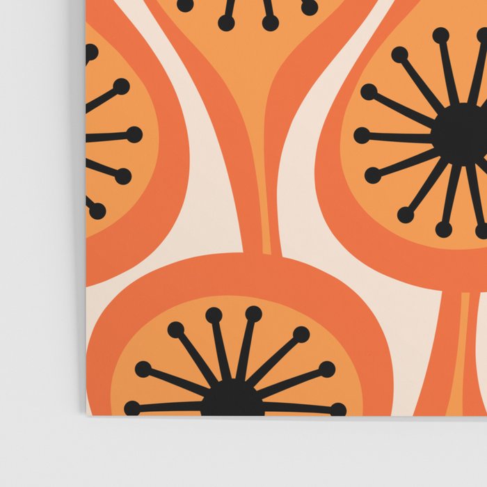 Mid Century Modern Atomic Drops Retro Pattern Orange Cream Black  Poster Gallery Image 3