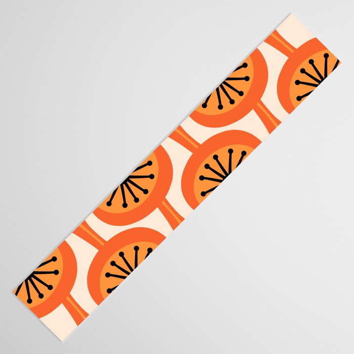 Mid Century Modern Atomic Drops Retro Pattern Orange Cream Black  Table Runner Gallery Image 3