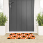 Mid Century Modern Atomic Drops Retro Pattern Orange Cream Black  Welcome Mat Gallery Image 3