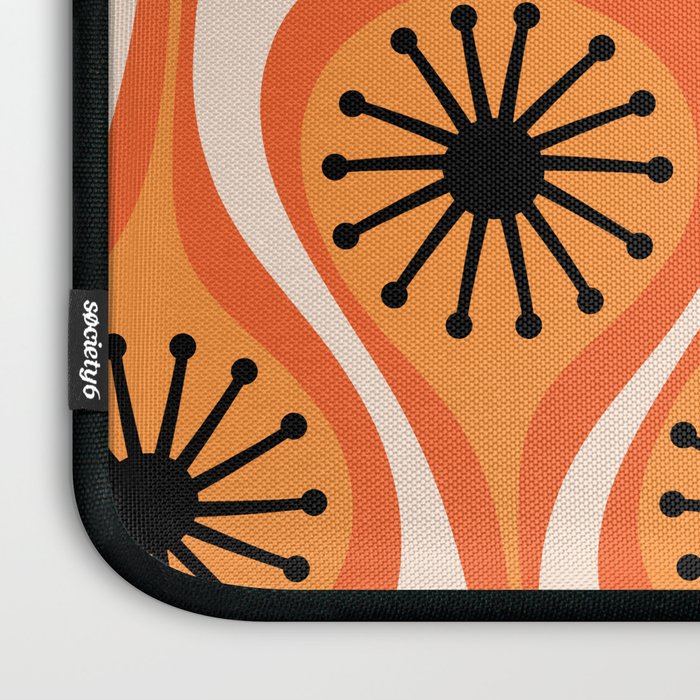 Mid Century Modern Atomic Drops Retro Pattern Orange Cream Black  Laptop Sleeve Gallery Image 3