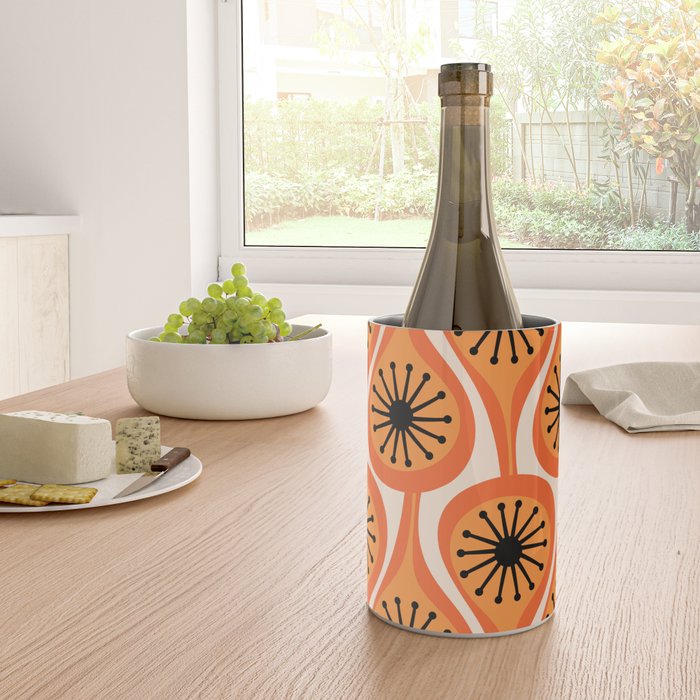Mid Century Modern Atomic Drops Retro Pattern Orange Cream Black  Wine Chiller Gallery Image 4