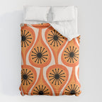 Mid Century Modern Atomic Drops Retro Pattern Orange Cream Black  Comforter Gallery Image 6