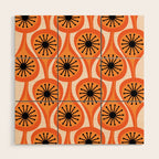 Mid Century Modern Atomic Drops Retro Pattern Orange Cream Black  Wood Wall Art Gallery Image 1