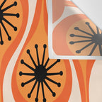 Mid Century Modern Atomic Drops Retro Pattern Orange Cream Black  Wall Tapestry Gallery Image 3