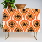Mid Century Modern Atomic Drops Retro Pattern Orange Cream Black  Credenza Gallery Image 1