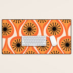 Mid Century Modern Atomic Drops Retro Pattern Orange Cream Black  Desk Mat Gallery Image 1