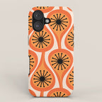 Mid Century Modern Atomic Drops Retro Pattern Orange Cream Black  iPhone Case Gallery Image 1
