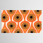 Mid Century Modern Atomic Drops Retro Pattern Orange Cream Black  Tablecloth Gallery Image 2