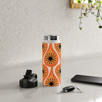 Mid Century Modern Atomic Drops Retro Pattern Orange Cream Black  Water Bottle Gallery Image 4