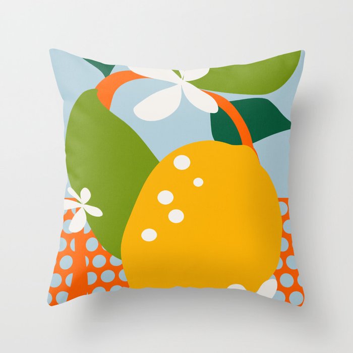 lemon fruit abstraction Throw Pillow Gallery Image 1