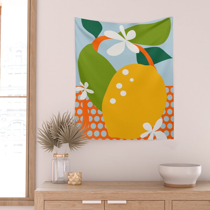 lemon fruit abstraction Wall Tapestry Gallery Image 2