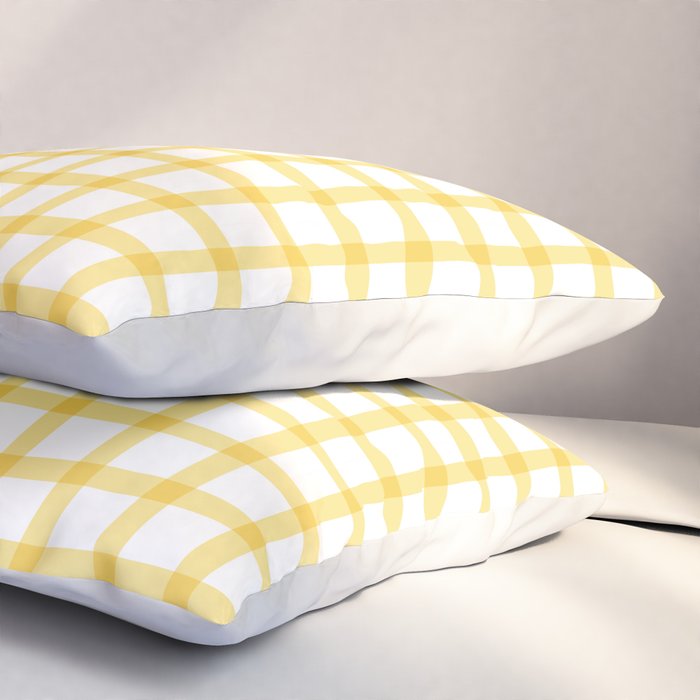 Yellow geometric plaid gingham pattern Pillow Sham Gallery Image 3