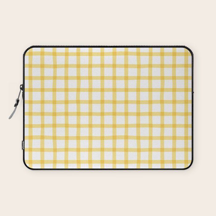 Yellow geometric plaid gingham pattern Laptop Sleeve Gallery Image 1