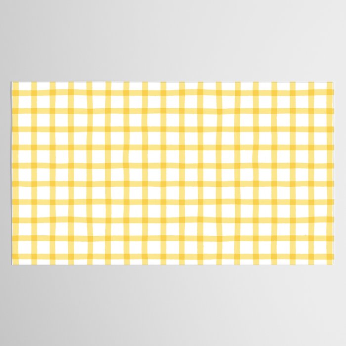 Yellow geometric plaid gingham pattern Tablecloth Gallery Image 2