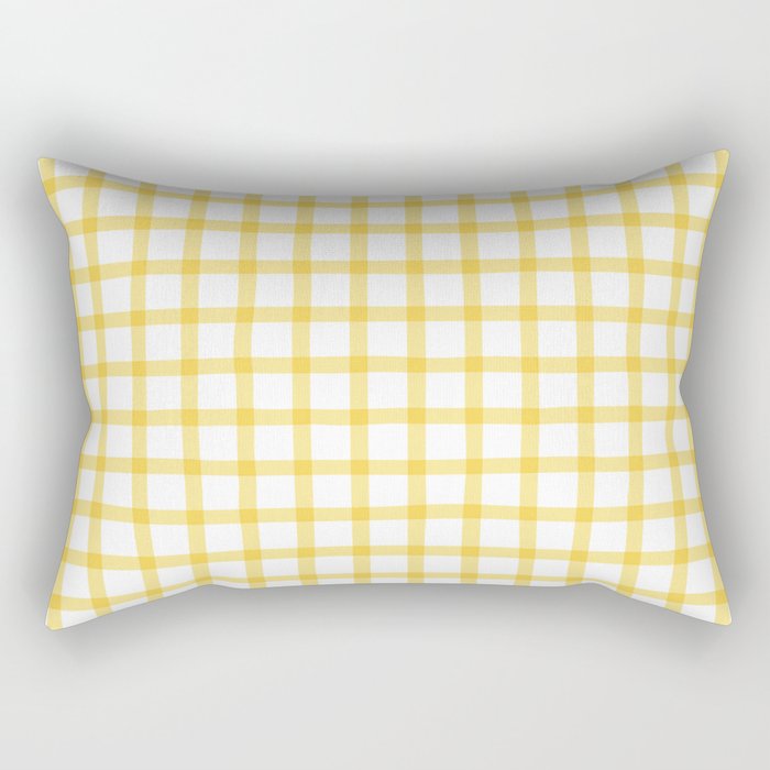 Yellow geometric plaid gingham pattern Rectangular Pillow Gallery Image 2
