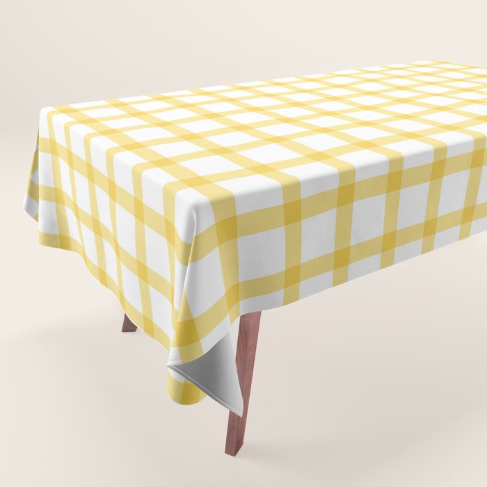 Yellow geometric plaid gingham pattern Tablecloth Gallery Image 1