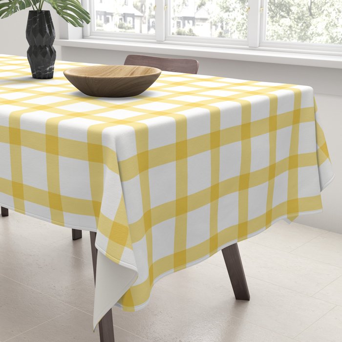 Yellow geometric plaid gingham pattern Tablecloth Gallery Image 3