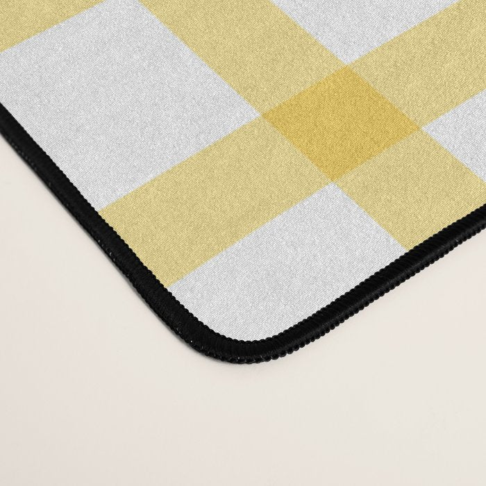 Yellow geometric plaid gingham pattern Desk Mat Gallery Image 4