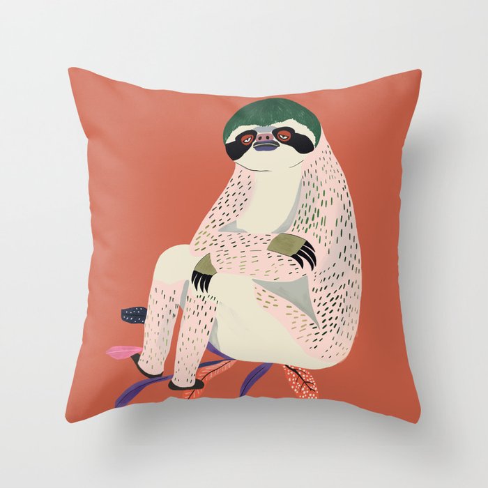 Just Slothin' Around Throw Pillow Gallery Image 6