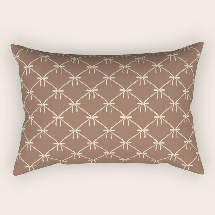 Bows and Ribbons Pattern LXII Coffee Creme Rectangular Pillow Gallery Image 2