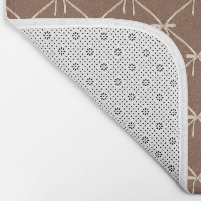 Bows and Ribbons Pattern LXII Coffee Creme Bath Mat Gallery Image 2