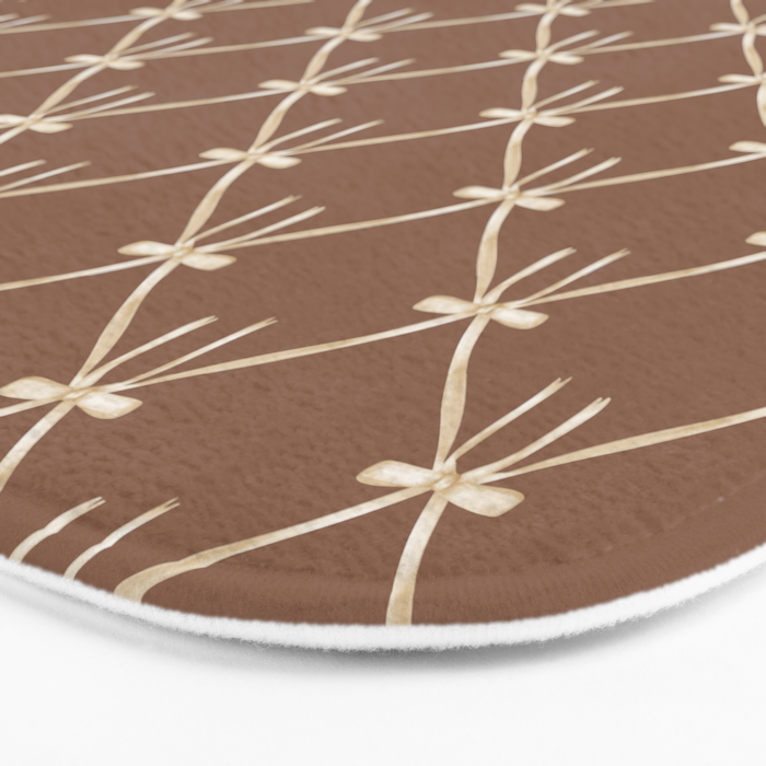 Bows and Ribbons Pattern LXII Coffee Creme Bath Mat Gallery Image 3