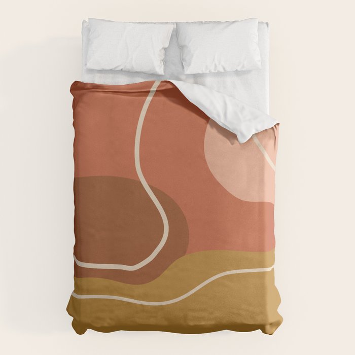Abstract Organic Shapes in Zen Desert Color  Duvet Cover Gallery Image 1