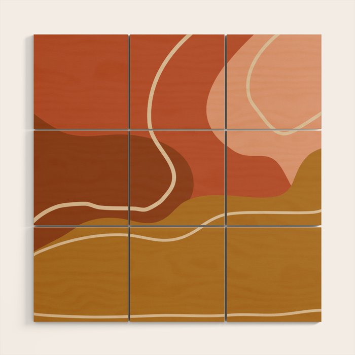 Abstract Organic Shapes in Zen Desert Color  Wood Wall Art Gallery Image 1