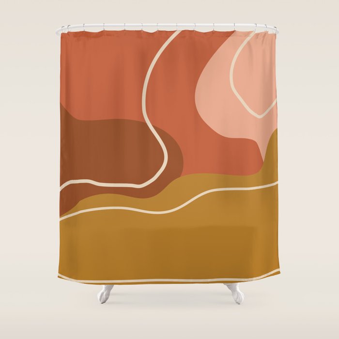 Abstract Organic Shapes in Zen Desert Color  Shower Curtain Gallery Image 1