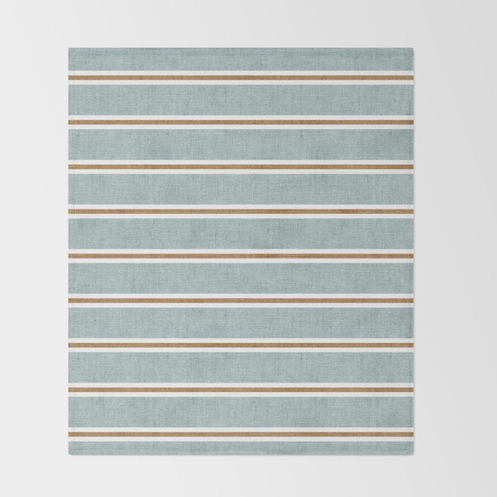 Cadence Stripes - dusty blue and rust Throw Blanket Gallery Image 2
