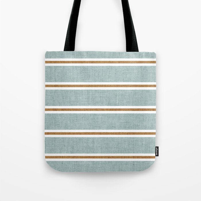 Cadence Stripes - dusty blue and rust Tote Bag Gallery Image 1