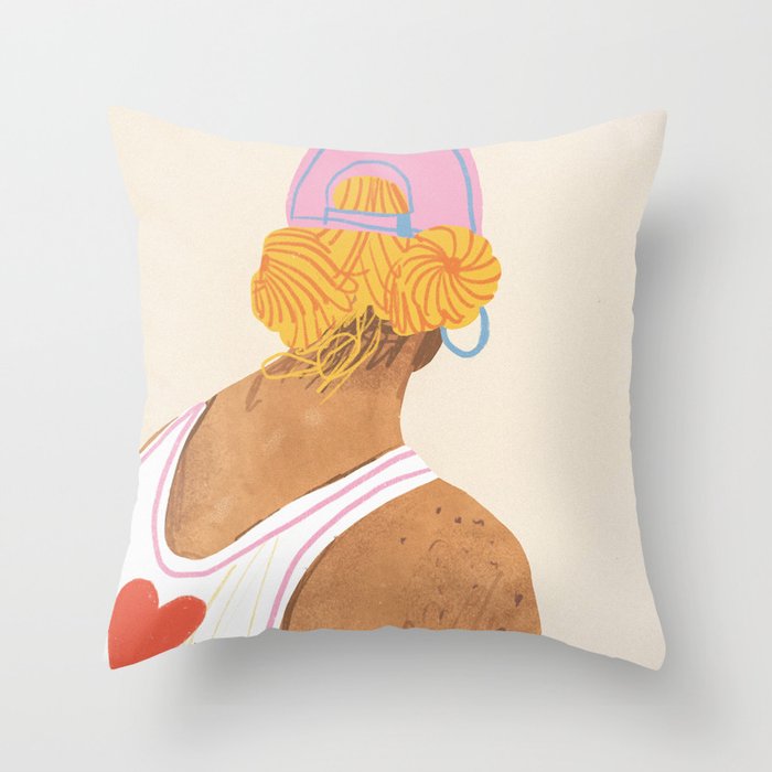 Baseball girl Throw Pillow Gallery Image 1