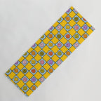 Yellow Happy Face Checkerboard Print Yoga Mat Gallery Image 1