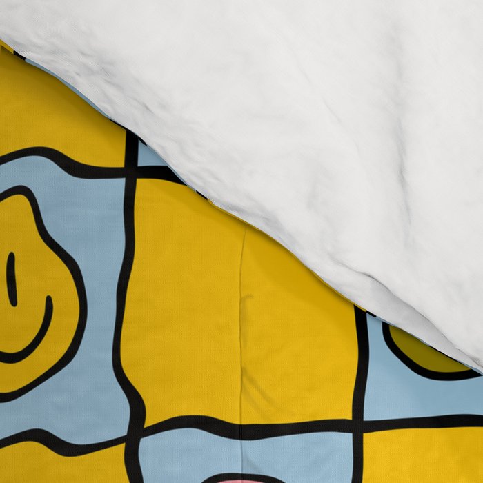 Yellow Happy Face Checkerboard Print Comforter Gallery Image 4