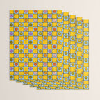 Yellow Happy Face Checkerboard Print Wrapping Paper Gallery Image 3